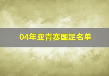 04年亚青赛国足名单