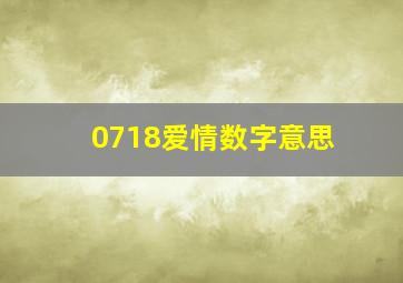 0718爱情数字意思