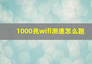 1000兆wifi测速怎么跑