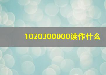 1020300000读作什么