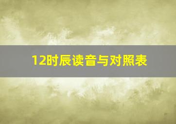 12时辰读音与对照表