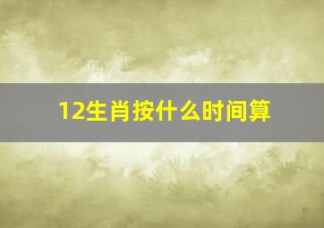 12生肖按什么时间算