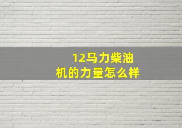 12马力柴油机的力量怎么样