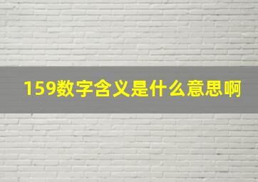 159数字含义是什么意思啊