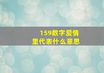 159数字爱情里代表什么意思