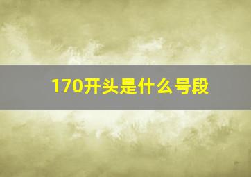 170开头是什么号段