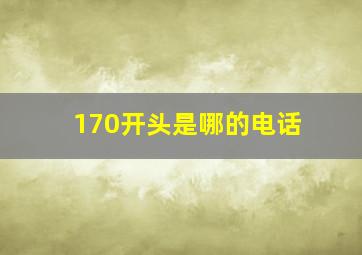 170开头是哪的电话