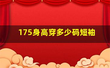 175身高穿多少码短袖