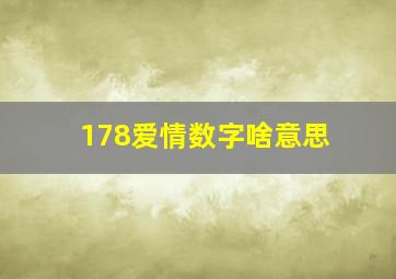 178爱情数字啥意思