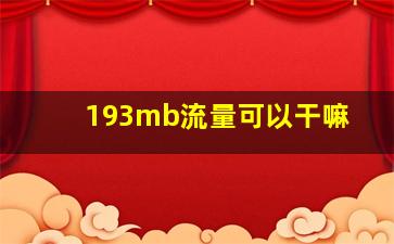 193mb流量可以干嘛