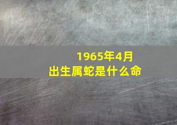 1965年4月出生属蛇是什么命