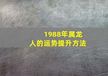 1988年属龙人的运势提升方法