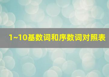 1~10基数词和序数词对照表