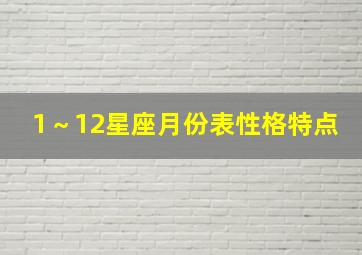 1～12星座月份表性格特点