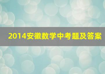 2014安徽数学中考题及答案