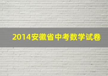 2014安徽省中考数学试卷