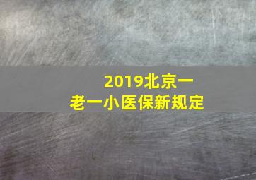 2019北京一老一小医保新规定