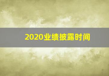 2020业绩披露时间