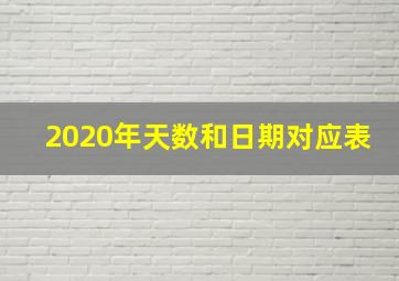 2020年天数和日期对应表