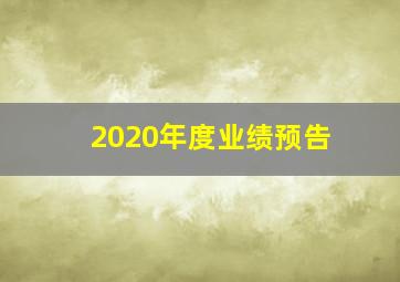 2020年度业绩预告