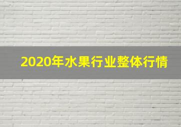 2020年水果行业整体行情