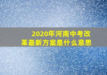 2020年河南中考改革最新方案是什么意思