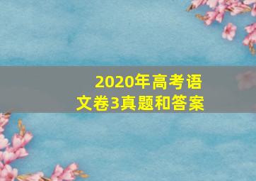 2020年高考语文卷3真题和答案