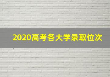 2020高考各大学录取位次