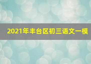 2021年丰台区初三语文一模