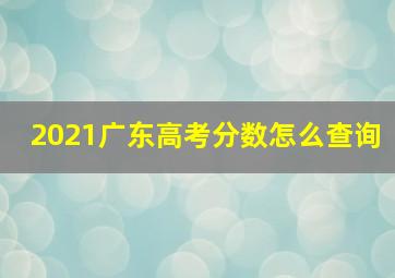 2021广东高考分数怎么查询