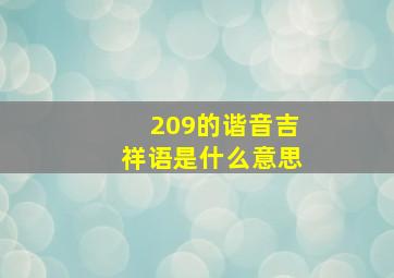 209的谐音吉祥语是什么意思