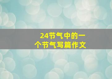 24节气中的一个节气写篇作文