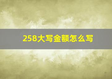 258大写金额怎么写