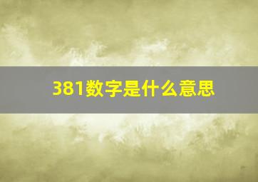 381数字是什么意思