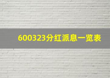 600323分红派息一览表