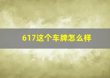 617这个车牌怎么样