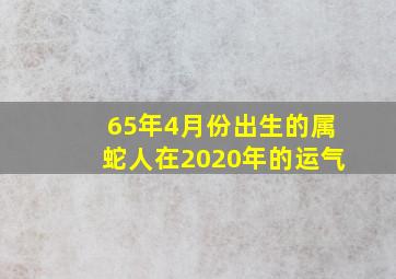 65年4月份出生的属蛇人在2020年的运气