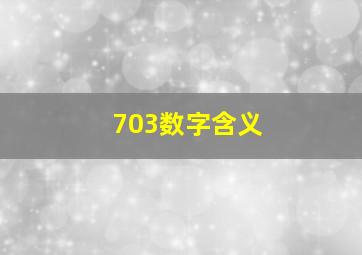 703数字含义