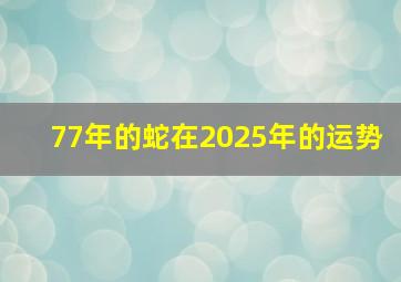 77年的蛇在2025年的运势