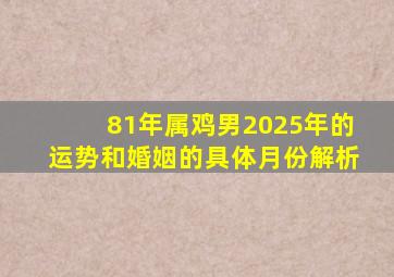 81年属鸡男2025年的运势和婚姻的具体月份解析