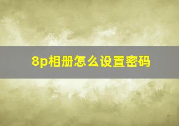 8p相册怎么设置密码