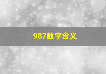 987数字含义