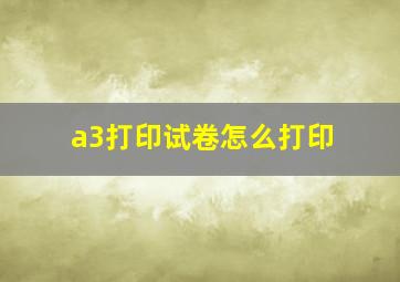 a3打印试卷怎么打印