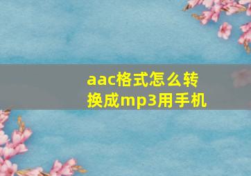 aac格式怎么转换成mp3用手机