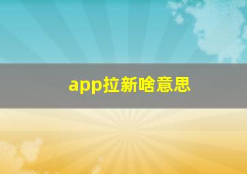 app拉新啥意思