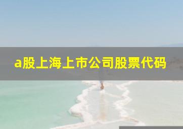 a股上海上市公司股票代码