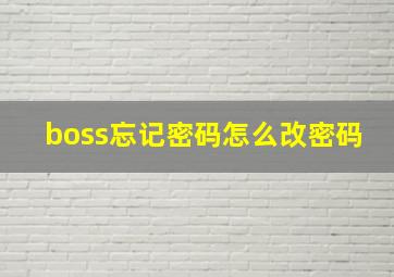 boss忘记密码怎么改密码