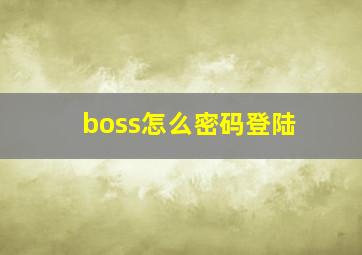 boss怎么密码登陆