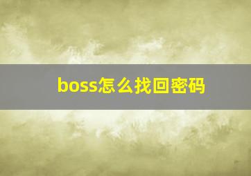 boss怎么找回密码