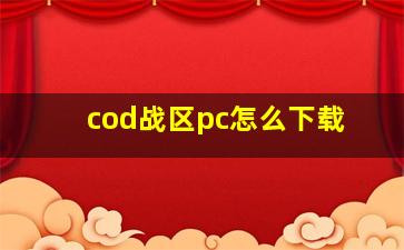 cod战区pc怎么下载